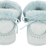 Baby Girl - Suede Crawling Ankle Boots With Foldable Fur And Laces