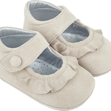 Baby Girl - 100% Suede Crawling Shoes With Frill Detail And Velcro Strap
