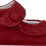 Baby Girl - 100% Suede Crawling Shoes With Frill Detail And Velcro Strap
