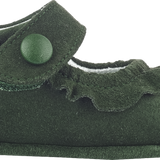 Baby Girl - 100% Suede Crawling Shoes With Frill Detail And Velcro Strap