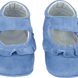 Baby Girl - 100% Suede Crawling Shoes With Frill Detail And Velcro Strap