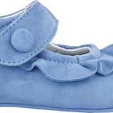 Baby Girl - 100% Suede Crawling Shoes With Frill Detail And Velcro Strap