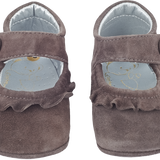 Baby Girl - 100% Suede Crawling Shoes With Frill Detail And Velcro Strap