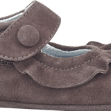 Baby Girl - 100% Suede Crawling Shoes With Frill Detail And Velcro Strap