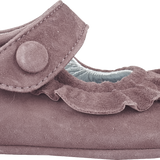 Baby Girl - 100% Suede Crawling Shoes With Frill Detail And Velcro Strap
