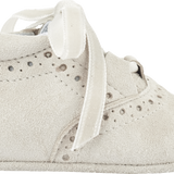 Baby Girl - 100% Suede Crawling Ankle Boots With Velvet Ribbon Lace Ups
