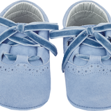 Baby Girl - 100% Suede Crawling Ankle Boots With Velvet Ribbon Lace Ups