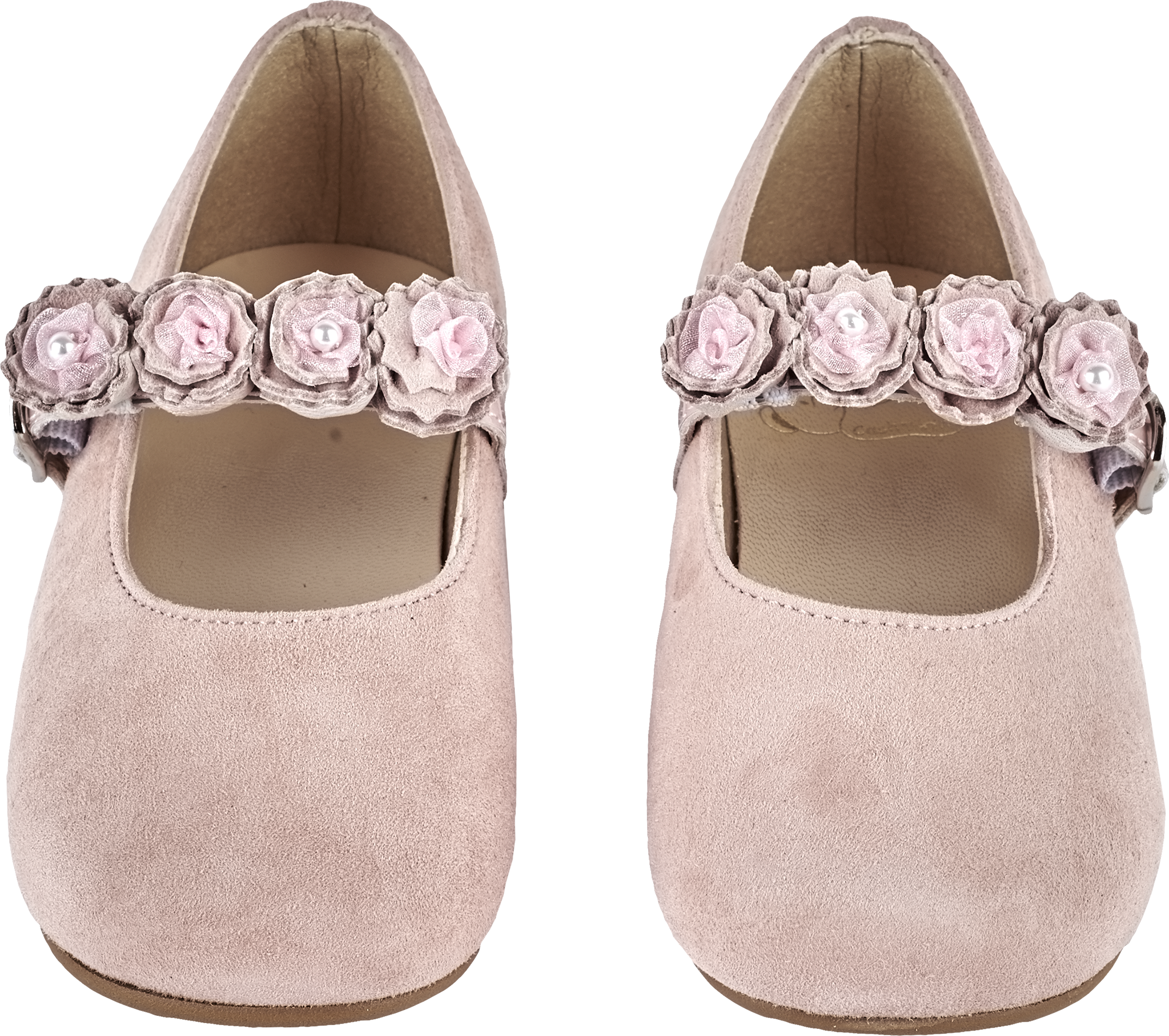 Miley Girl – Suede Mary Janes with Floral Strap Detail