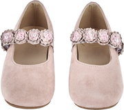 Girl - Suede Mary Jane Shoes With Flower Strap