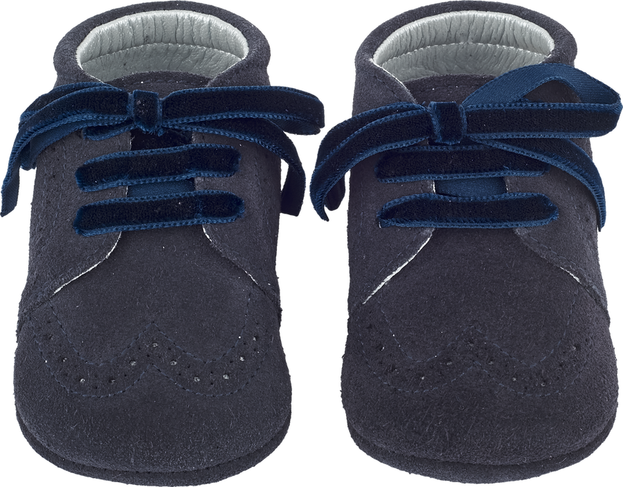 Baby Boy Suede Crawling Ankle Boots With Velvet Ribbon Laces
