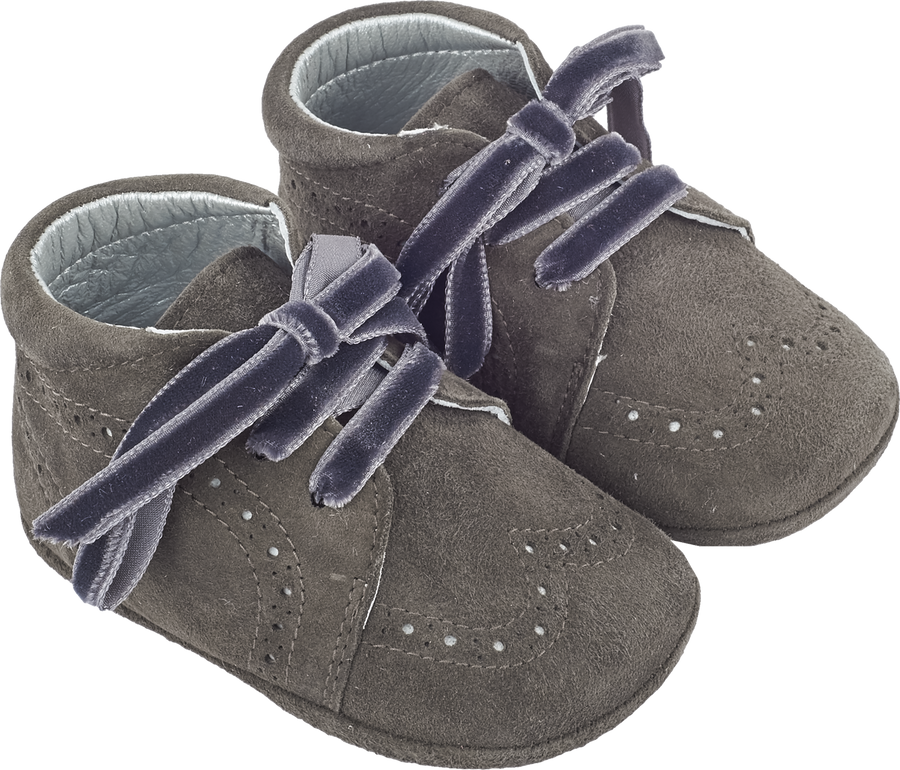 Baby Boy Suede Crawling Ankle Boots With Velvet Ribbon Laces