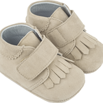 Baby Boy - Suede Crawling Ankle Boots With Tassels And Velcro Strap