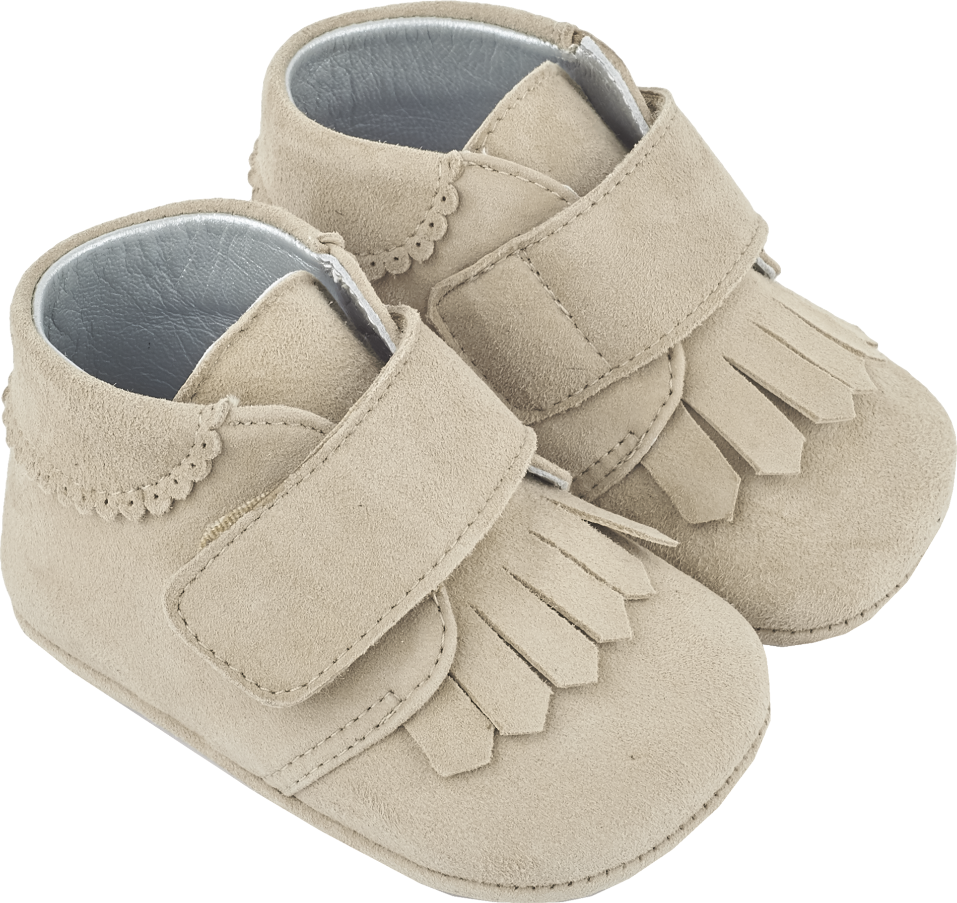 Baby Boy - Suede Crawling Ankle Boots With Tassels And Velcro Strap