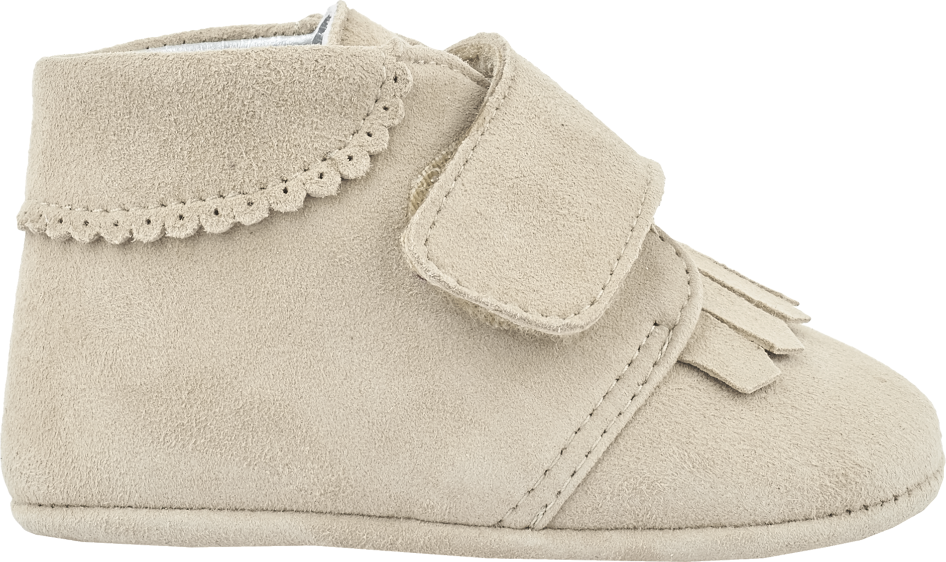 Baby Boy - Suede Crawling Ankle Boots With Tassels And Velcro Strap