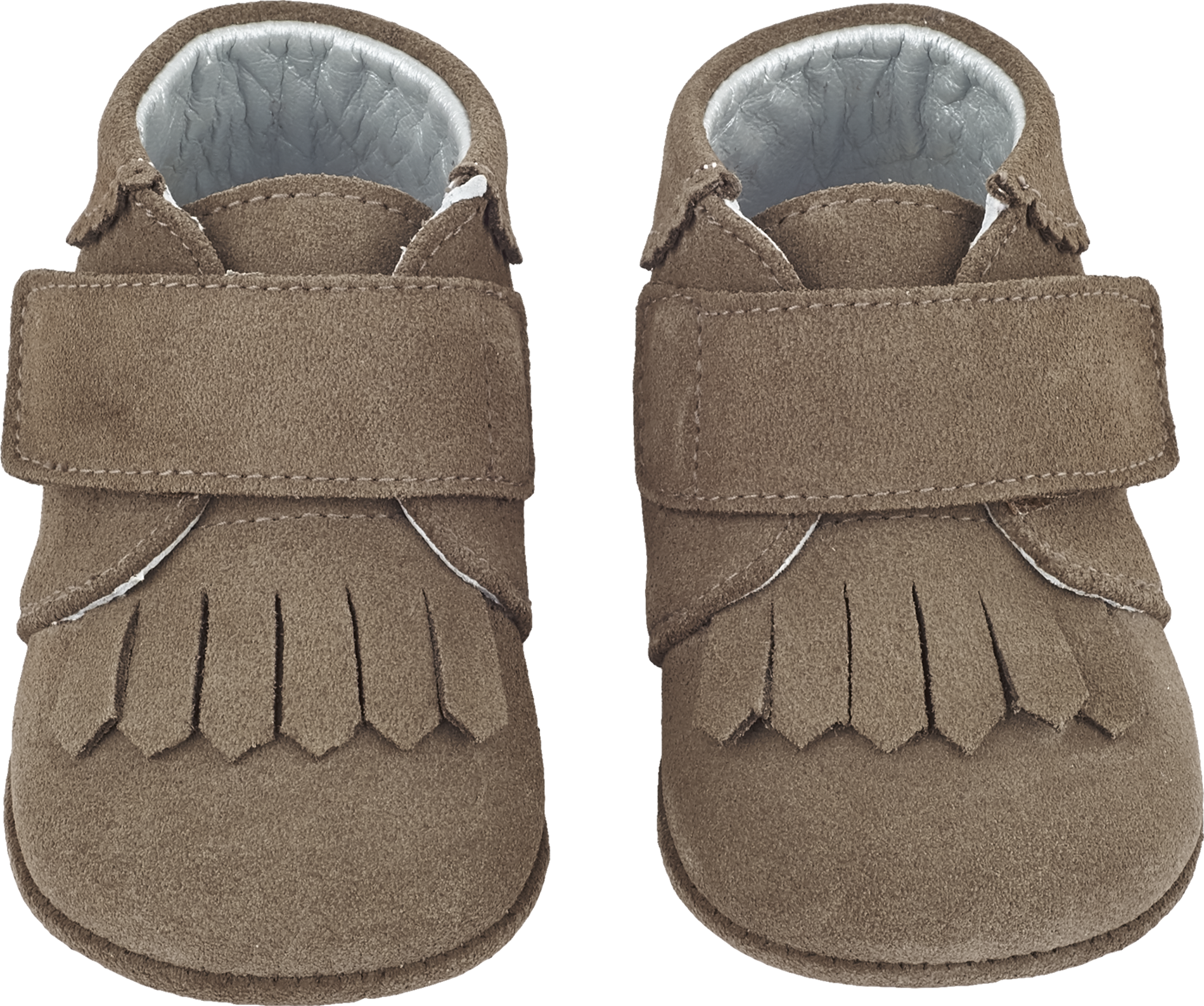 Baby Boy - Suede Crawling Ankle Boots With Tassels And Velcro Strap