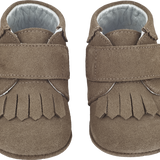 Baby Boy - Suede Crawling Ankle Boots With Tassels And Velcro Strap