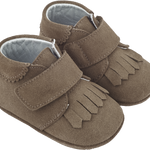 Baby Boy - Suede Crawling Ankle Boots With Tassels And Velcro Strap