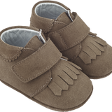 Baby Boy - Suede Crawling Ankle Boots With Tassels And Velcro Strap