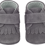 Baby Boy - Suede Crawling Ankle Boots With Tassels And Velcro Strap