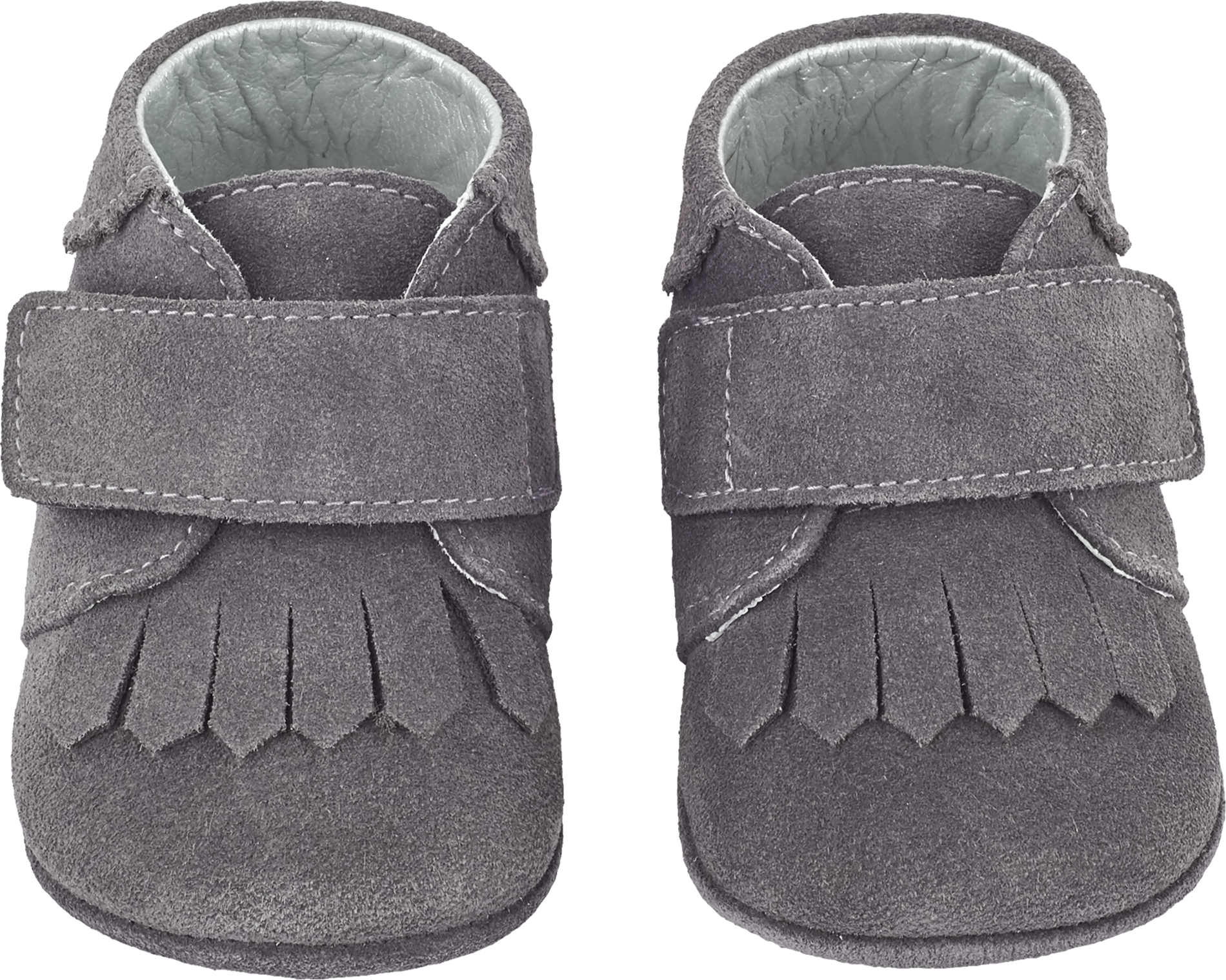 Baby Boy - Suede Crawling Ankle Boots With Tassels And Velcro Strap