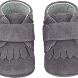 Baby Boy - Suede Crawling Ankle Boots With Tassels And Velcro Strap