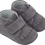 Baby Boy - Suede Crawling Ankle Boots With Tassels And Velcro Strap