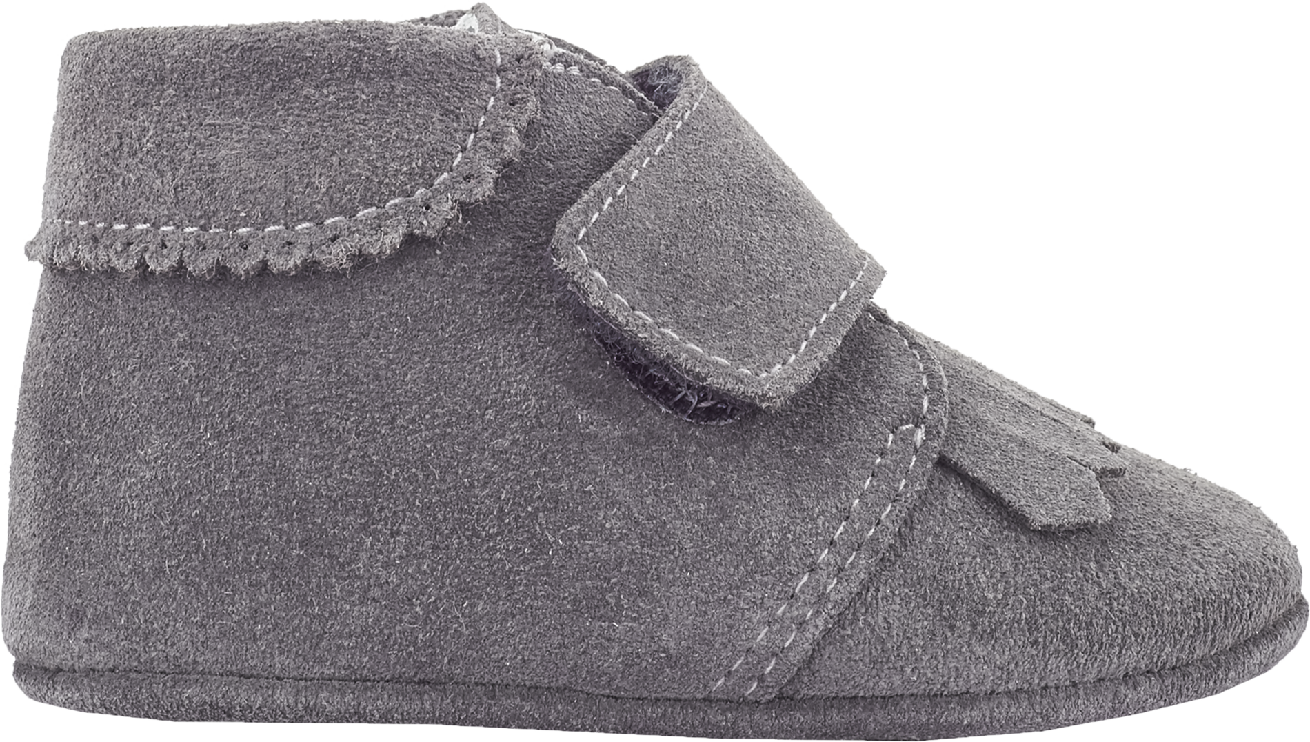 Baby Boy - Suede Crawling Ankle Boots With Tassels And Velcro Strap