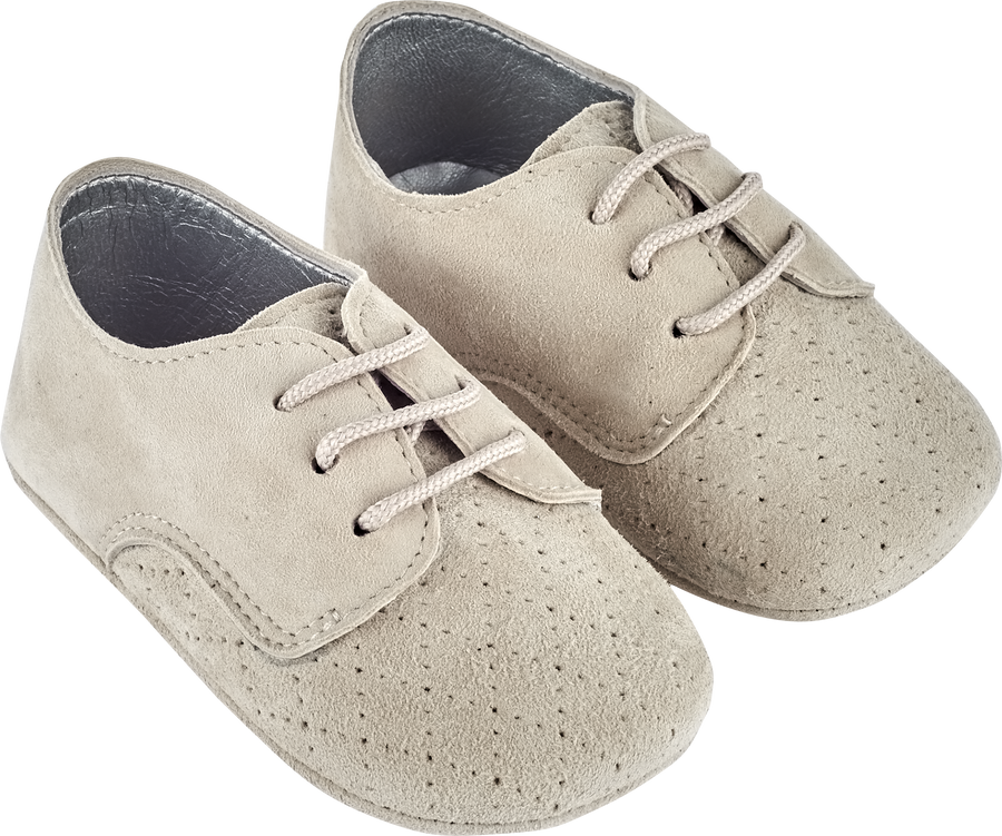Baby Boy Danny Suede Crawling Shoes With Diamond Cut Out Detail Cashmirino