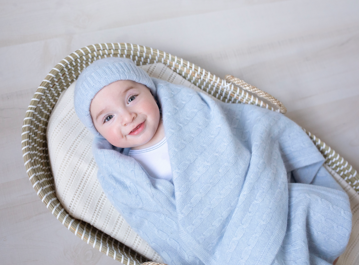 Baby Boy - Peyton 100% Cashmere Cable Knit Blanket