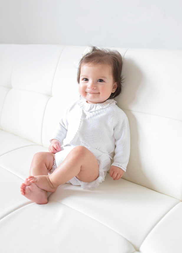 Baby Girl Giselle Pima Cotton V Neck Shrug Cashmirino