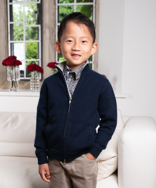 Baby Boy - Alex 100% Cashmere High Neck Cardigan