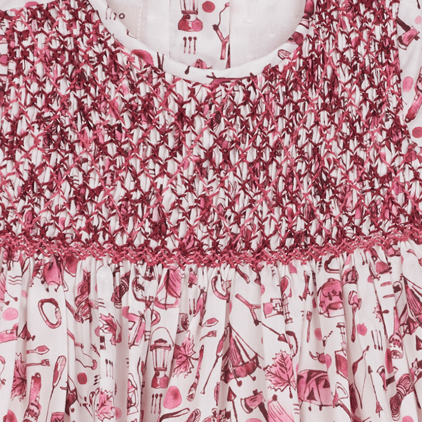 Baby Girl - Maple Cotton Hand Embroidered Knee Length Smocked Dress