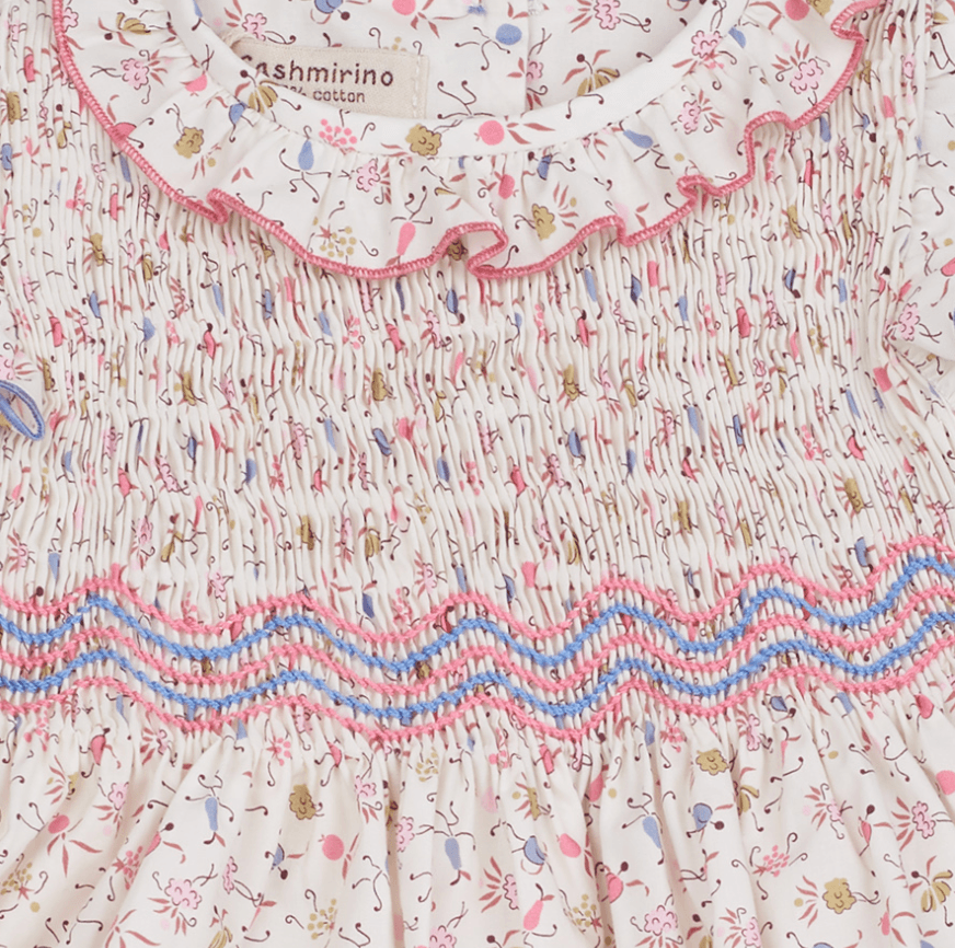 Baby Girl - Amedea 100% Cotton Hand Embroidered Smocked Romper