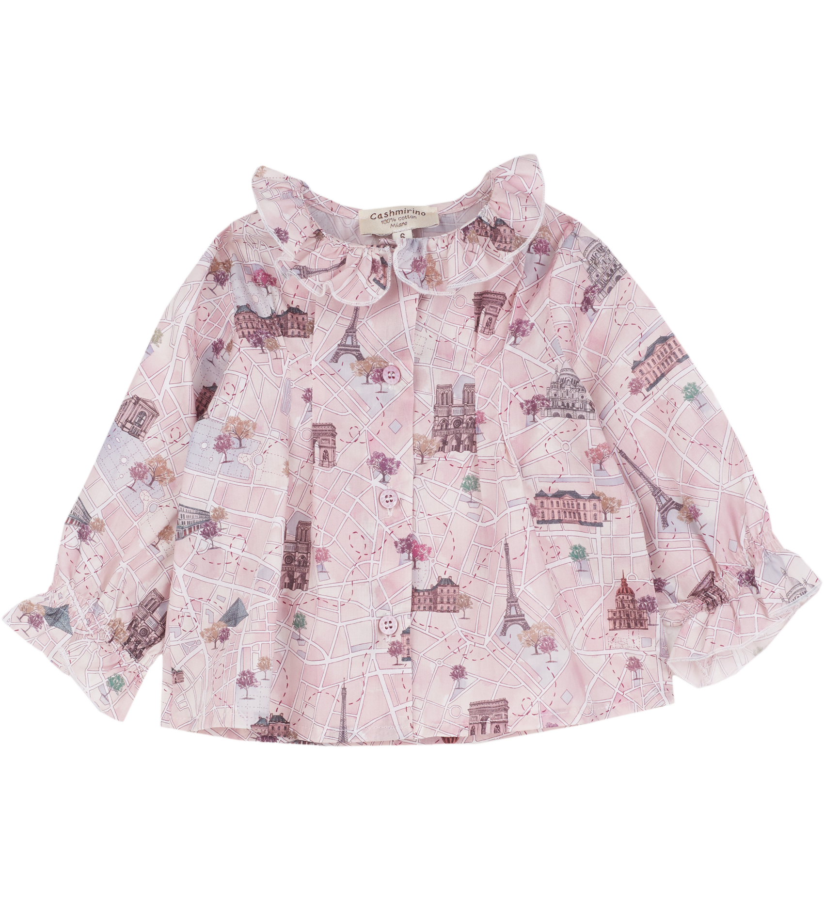 Baby Girl - Callie 100% Cotton Blouse with Pleats and Ruffle Collar
