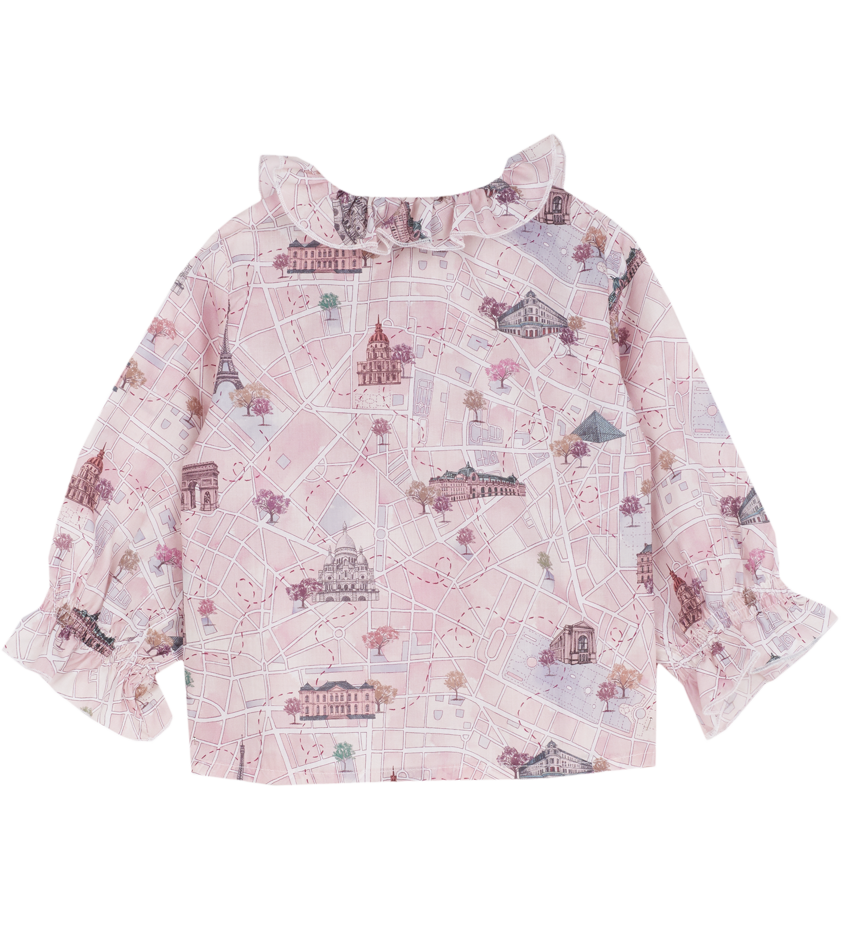 Baby Girl - Callie 100% Cotton Blouse with Pleats and Ruffle Collar