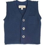 Baby Boy - Ethan 100% Cotton V-Neck Sleeveless Cardigan With Pocket