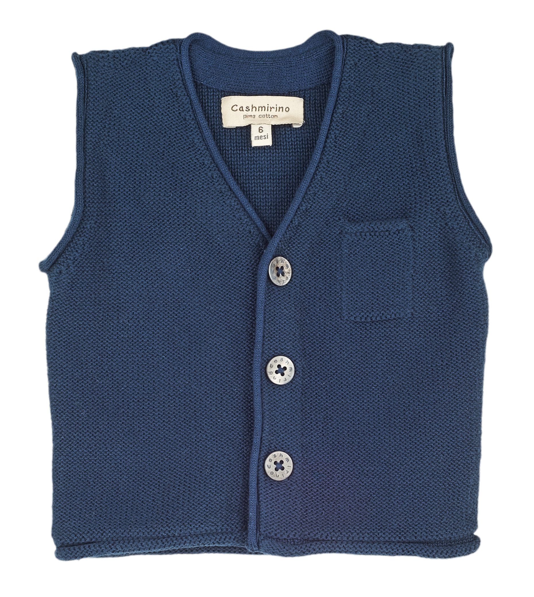 Baby Boy - Ethan 100% Cotton V-Neck Sleeveless Cardigan With Pocket