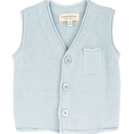 Baby Boy - Ethan 100% Cotton V-Neck Sleeveless Cardigan With Pocket