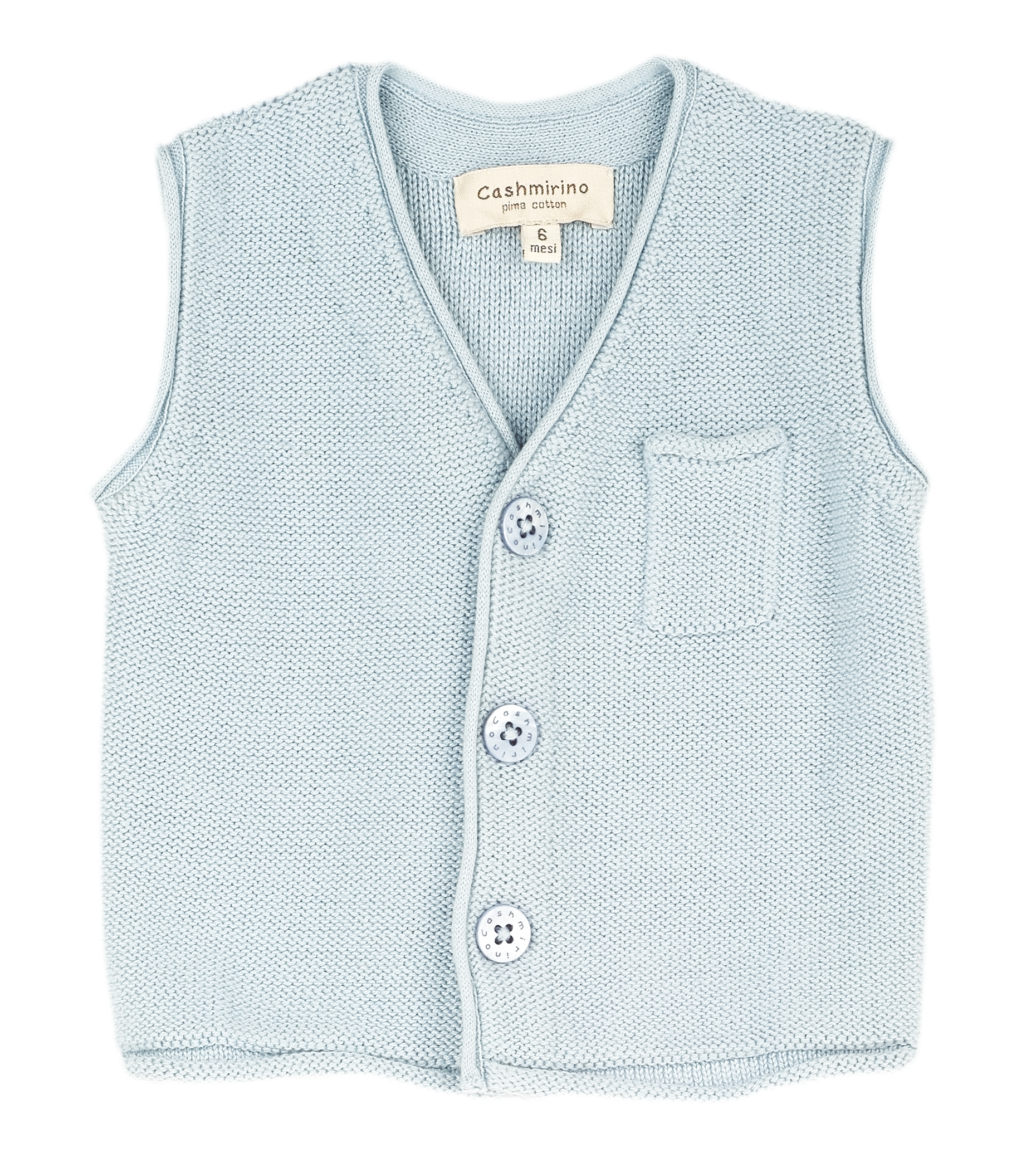 Baby Boy - Ethan 100% Cotton V-Neck Sleeveless Cardigan With Pocket