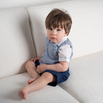 Baby Boy - Ethan 100% Cotton V-Neck Sleeveless Cardigan With Pocket