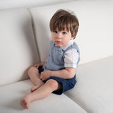Baby Boy - Ethan 100% Cotton V-Neck Sleeveless Cardigan With Pocket