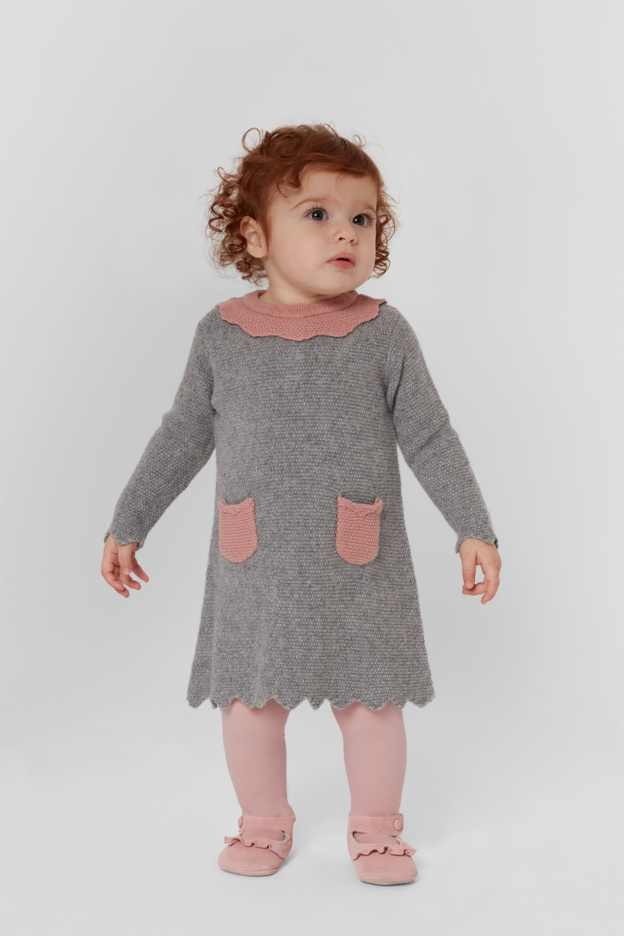 Baby Girl - Merida 100% Cashmere Linen Stitch Dress