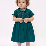 Baby Girl - Stella Hand Embroidered 100% Wool Dress with Smocked Panel
