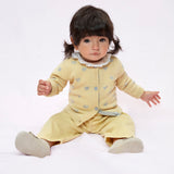 Baby Girl - Mila 100% Cashmere Heart Intarsia Cardigan With Internal Contrast