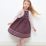 Girl - Alexia Hand Embroidered 100% Cotton Smocked Dress In Blooming Print