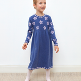 Girl - Bea 100% Cashmere Dress with Floral Intarsia