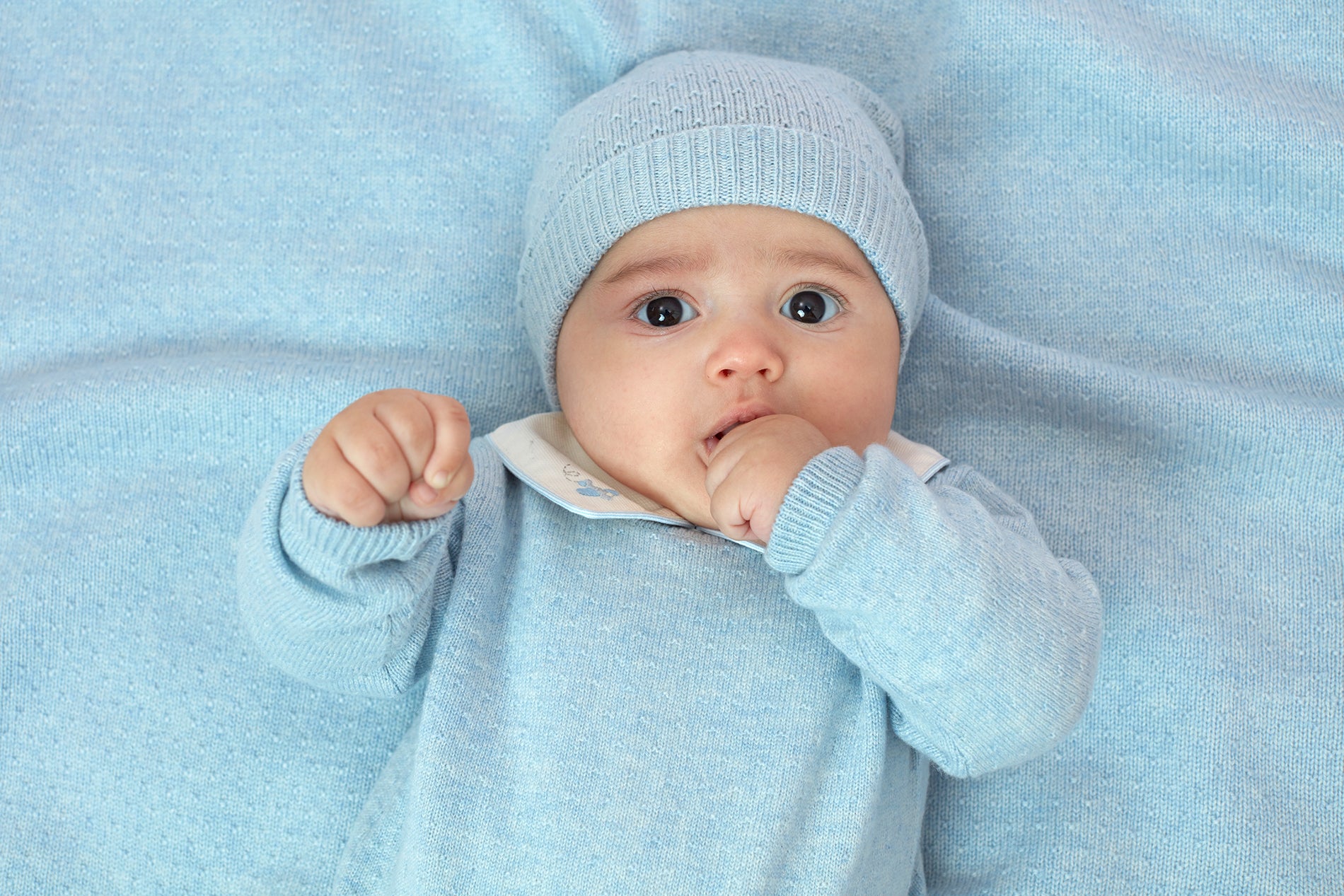 Baby Boy - Taylor 100% Cashmere Linen Stitch Hat