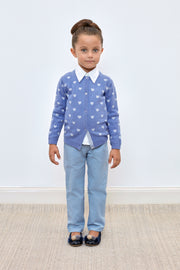 Girl - Mila 100% Cashmere Heart Intarsia Cardigan