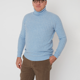 Men - 100% Premium Cashmere Cable Knit Roll Neck Jumper